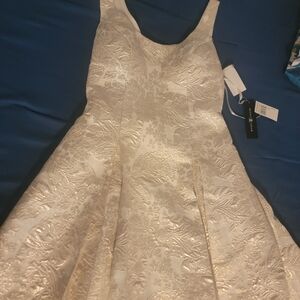 Betsy & Adam Ivory Brocade Dress